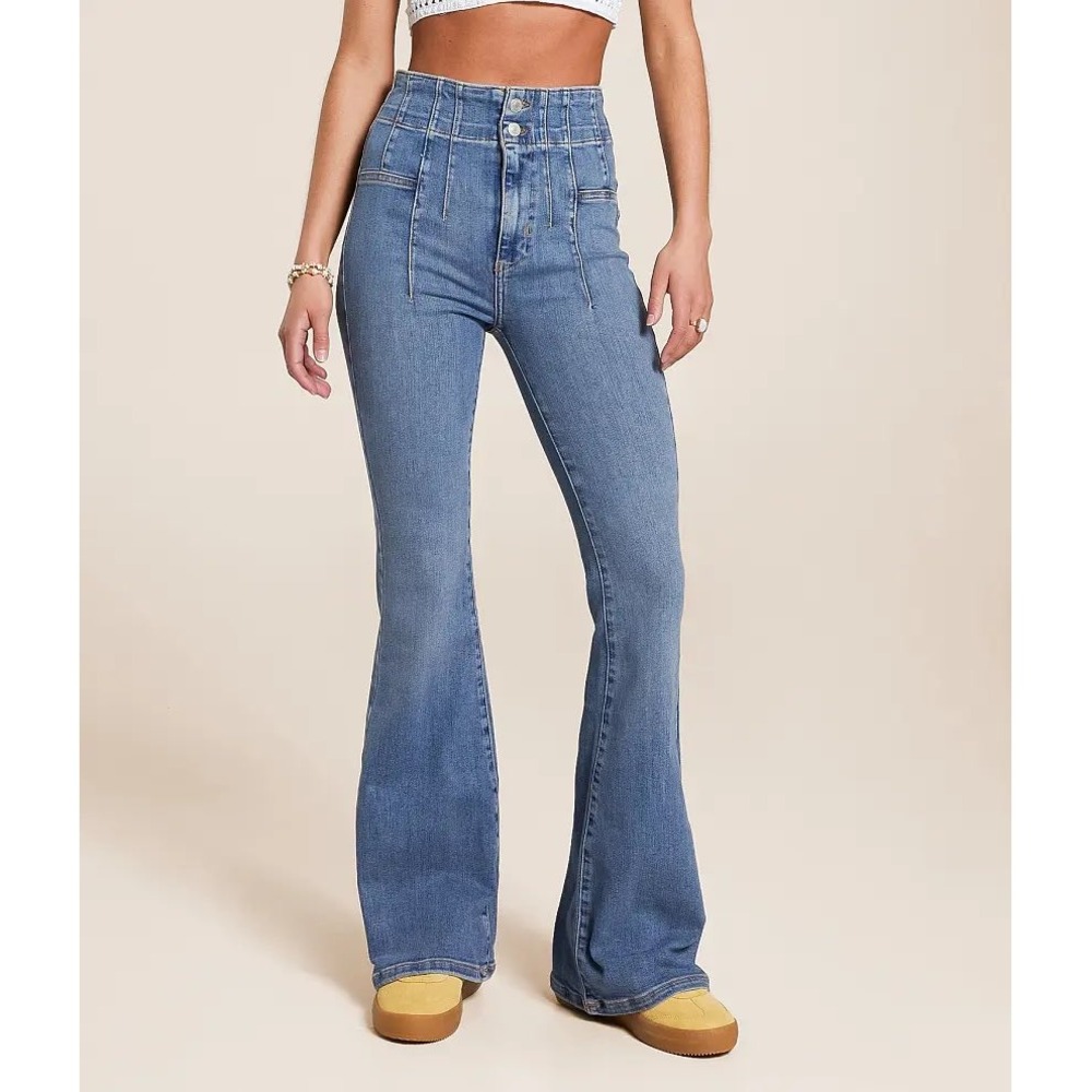 We The Free Jayde Flare Jeans Womens 27 Blue High Rise 26x33 Hippie Boho